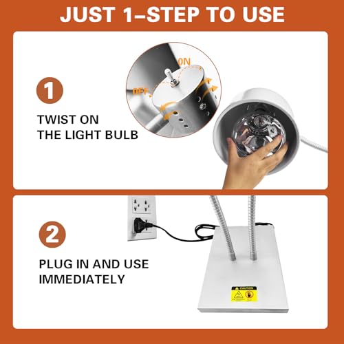 Commercial Head Food Heat Lamp, FUXULLACO Portable Electric Food Warmer 3-Bulb 250W Electric Warming Lights for Food Service Restaurant Buffet Kitchen (Silver) - color: Silver