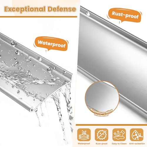 4" Extra-Wide Door Rain Drip Guard, 40" L Heavy Duty Aluminum Window Rain Diverter, Door Rain Deflector with Pre Drilled Holes and Expansion Screws (Silver, 2pcs) - color: Silver