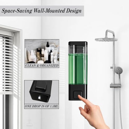 Black Plastic Manual Hand Soap Dispenser Wall Mount 11.8oz / 350ml