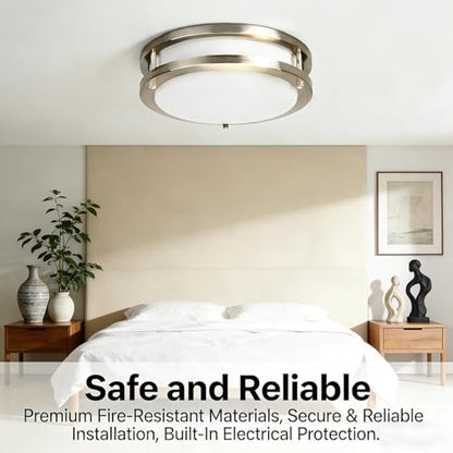 Drosbey 42W Dimmable LED Ceiling Light Fixture, Flush Mount Light Fixture for Kitchen, Bathroom, Bedroom, Garage, 4200 Lumens, 500W Equivalent, Daylight 5000K, Brushed Nickel - color: Brush Nickel, size: 42W