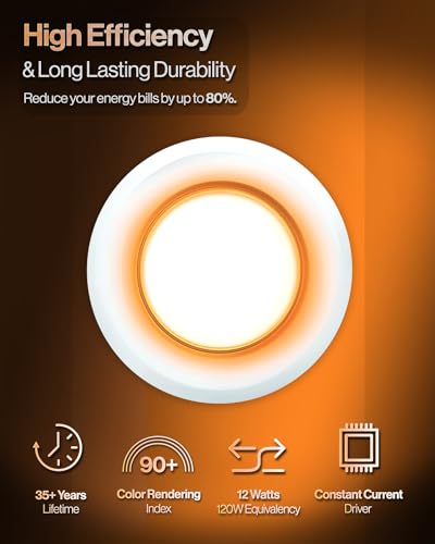 Sunco 48 Pack 6 Inch Recessed Light with Night Light, LED Can Lights Retrofit Lighting, 1000 LM, 12W, Selectable CCT 2700K/3000K/4000K/5000K/6000K, Dimmable, Damp Rated ETL - size: 48 Pack