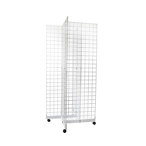 Only Garment Racks #1946W(1) + #1900W(4) + #1904W(12) White 4-Way Grid Tower Display