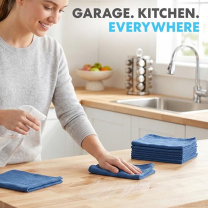 Simpli-Magic Cotton Shop Towels 14"x12" (150 Pack) – Reusable Cleaning Shop Rags for Automobiles, Industries, Garage and Homes (Blue) - size: 150-Pack