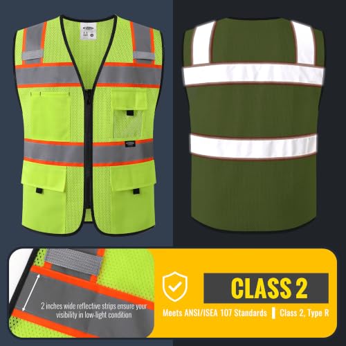 JKSafety Safety Vest for Men Women Hi Vis Relfective Vest with Pockets High Visibility Meet ANSI Standard - color: 331-yellow, size: 4X-Large