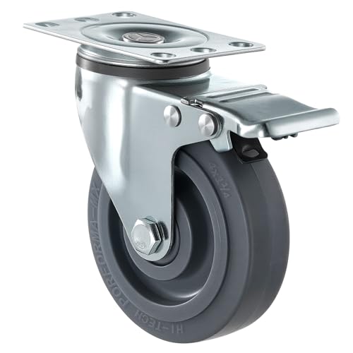 VEVOR Caster Wheels, 5 Inch Heavy Duty Casters, Compatible with VEVOR Insulated Food Pan Carrier, Set of 4 (2 Swivel with Brake, 2 Rigid) - size: 5 Inch