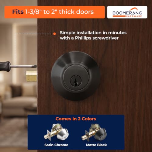 Boomerang DB7431 Heavy-Duty Designer Commercial Deadbolt Lock, 5-Pin - color: Matte Black (US19), style: 5 Pin Cylinder