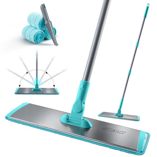 JOYMOOP 18 Inch Dust Mop for Hardwood Floors, Heavy Duty Industrial Wet Dry Mops with Telescopic Handle, Includes 3 Microfiber Mop Pads - Blue-Grey - color: B