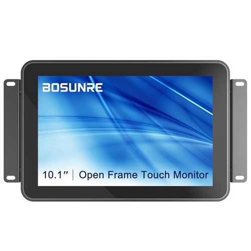10-Point Multi-Touch Industrial Display, 10.1 Inch Open Frame Capacitive Touch Screen Monitor, 1280x800 10-Point LCD Display, IP65 Front Waterproof with HD-MI VGA Ports - size: 10.1