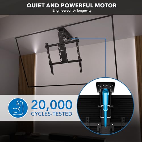 Mount-It! Motorized Ceiling TV Mount – Silent Electric Flip Down TV Mount for 50’’-90’’ Screens, Retractable Drop Down Design, RF Remote, VESA Compatible, 88 lbs Capacity, Black - color: Black