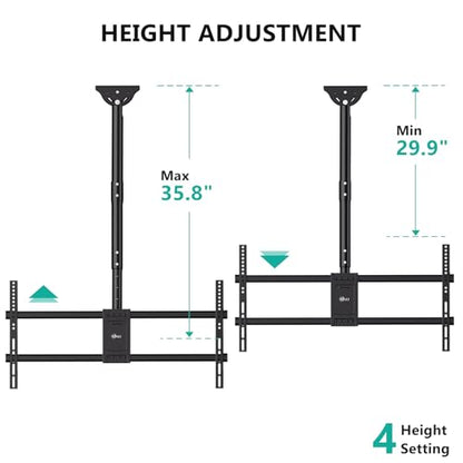 WALI Heavy Duty Ceiling TV Mount for 37-90 inch Large TVs, up to 220 lbs - color: Black (800x400mm), size: 2.5 feet