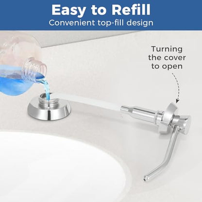 Stardrix Heavy Duty Brass Countertop Liquid Soap Dispenser, Commercial Grade Top Fill Built-in Soap Dispenser with 34 oz/ 1L Bottle for Bathroom, Kitchen, Public Restroom, Chrome Finish, 4” Spout - size: 4” Spout