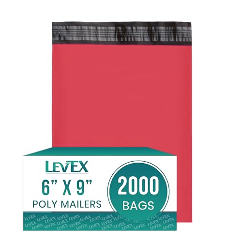 Levex - #1 6x9 [2000 Pack] Pink Poly Mailers Shipping Bags, Strong Mailing Envelopes, Multipurpose Mailers, Waterproof & Tear Resistant, Self-Sealing 2 Mil - color: Pink, size: #1 - 6" x 9"