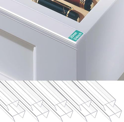 MONOID Drawer Edge Protector, Slip-On Clear Table Corners Guards, Door Kitchen Furniture Bumper, Prevent Wear, Impact Protection, Ease to Cut, 3/4" Thick, 39.37" Length – Clear, Pack of 5