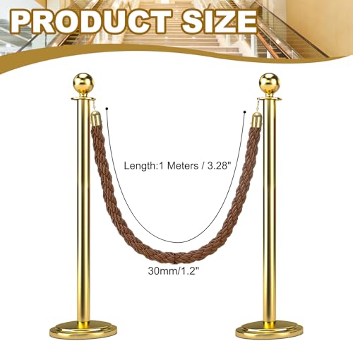 MECCANIXITY Twisted Stanchion Rope 3.28 Ft/1 M, Barrier Rope Twisted Post Ropes with Snap Hooks for Posts Stands Queue Divider Crowd Control, Coffee Golden - color: Coffee Golden, size: 3.28 Ft