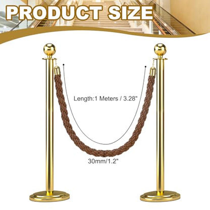 MECCANIXITY Twisted Stanchion Rope 3.28 Ft/1 M, Barrier Rope Twisted Post Ropes with Snap Hooks for Posts Stands Queue Divider Crowd Control, Coffee Golden - color: Coffee Golden, size: 3.28 Ft