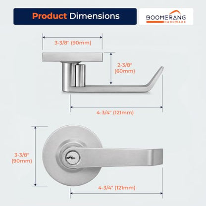Boomerang Heavy-Duty Entry with Clutch Function Commercial Lever Door Lock - color: Satin Chrome (US26D), style: Entrance w/ Clutch