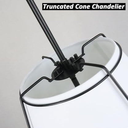 Modern 3-Light 16" Black Pendant Light White Linen Drum Adjustable - color: Black