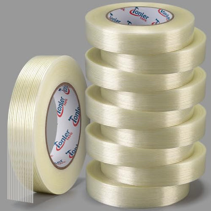 Filament Strapping Tape 1" x 60Yd 10 Rolls Fiberglass Reinforced - size: 10 Rolls 1in x 60 Yd