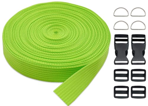 3/4 Inch Apple Green Polypropylene Webbing Straps 15Yds for Sewing - color: Neon Green, size: 15