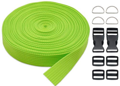 3/4 Inch Apple Green Polypropylene Webbing Straps 15Yds for Sewing - color: Neon Green, size: 15