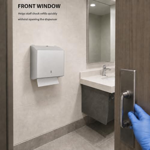Stainless Steel Paper Towel Dispenser Wall Mount for Commercial Bathrooms - color: 3814-silver