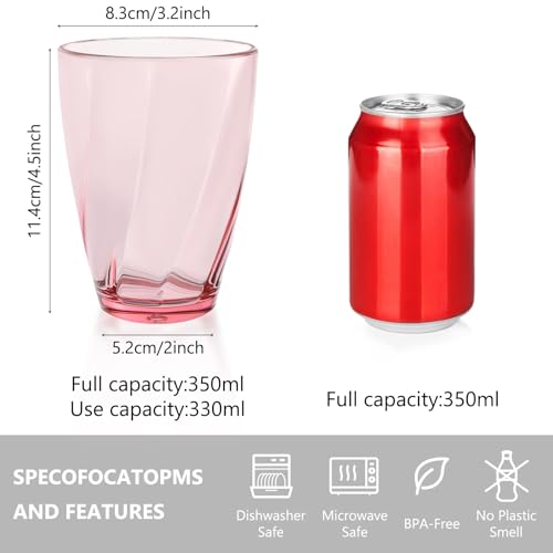 Topsky 12-ounce Plastic Water Tumblers | Set of 4 Colorful Unbreakable Drinking Glasses Clear Acrylic Reusable Juice Wine Cups for Home Picnic Party, Dishwasher Safe,Stackable - color: Mixed Color 12oz