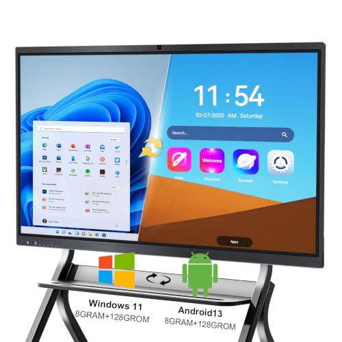 Smart Board,65" Smart Board for Classroom Office Home, 4K UHD Touch Screen Open Dual System Smart Whiteboard,Digital whiteboard with 48MP HD Camera(Board+Wall Mount Included) - size: 65"W x 65"H