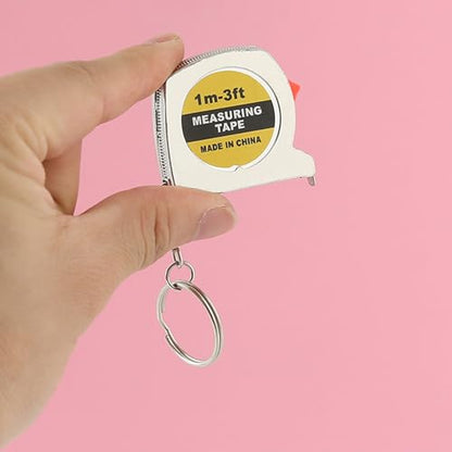 12 Pack Mini Tape Measure Keychains, 1.5 Inch Retractable Measuring Tapes with Lock, Small Functional Ruler for Party Favors, Gift Bags, Classroom Rewards, 1m/3ft