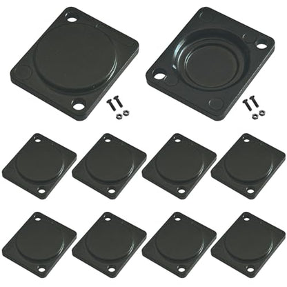 PENGLIN 10PCS Panel-Mount Blank Plate, D-Series Metal Rack Mount - color: Black, size: Two holes(10PCS)