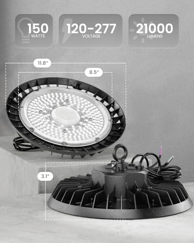 Sunco 6 Pack UFO LED High Bay Light, 150W, 5000K, 21000LM, Dimmable - size: 6 Pack