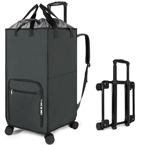 Bukere Extra Large 3 in 1 Rolling Laundry Backpack Bag with Wheels, 90L Freestanding Laundry Basket, Collapsible Laundry Hamper with Removable Wheeled Cart for College Dorm Apartment Laundry Room