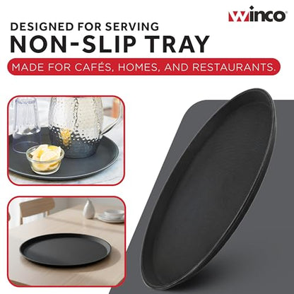Winco 14" Black Premium Round Fiberglass Glass Tray - color: Black, size: 14"