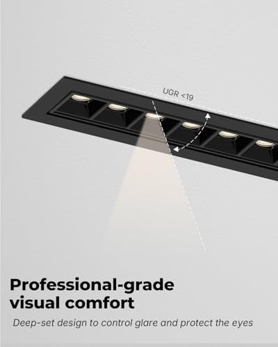 SCON 15W Linear Recessed Lighting with Black Trim, TRIAC Dimmable, 5 CCT - color: Black Trim, size: 16 Pack