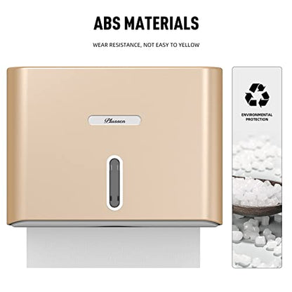 Paper Towel Dispenser Wall Mount, Adhesive No Drilling Multifold Trifold C Fold Commercial Hand Towel Dispenser,Gold - color: Gold