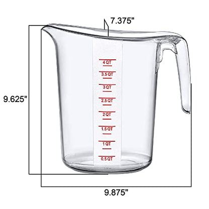 Amazing Abby - Melissa - 128-Ounce Plastic Measuring Pitcher (1-Pack), 16-Cup (4-Quart) Food-Grade Measuring Jug, Unbreakable, Stackable, Dishwasher-Safe, Great for Oil, Vinegar, Flour, and More - style: 1-Pack
