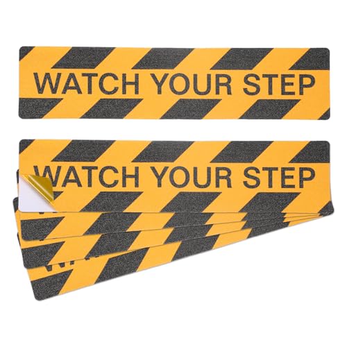 HARFINGTON 5Pcs Watch Your Step Floor Decals Stickers 6"x24" Warning Tape