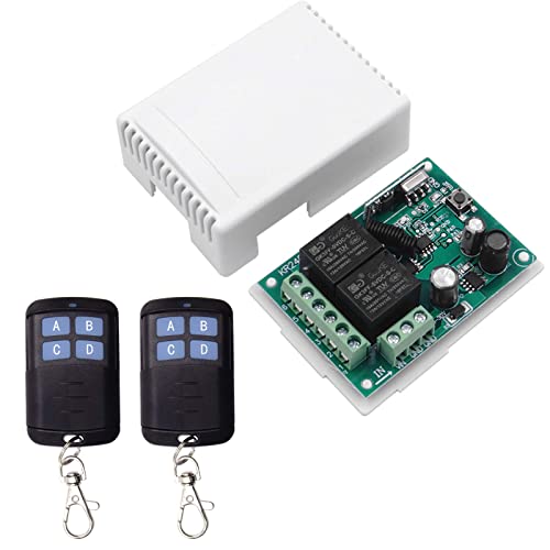 QIACHIP 12V 24V Wireless RF Remote Control Relay Switch Universal 2 Ch 433MHz Receiver Momentary or Toggle Switch with 2 Transmitters for Garage Door Openers LED Lights Motor Curtain - color: KR2402A+2KT06(DC 6~30V 2-CH)