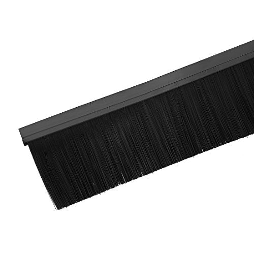 uxcell Door Bottom Sweep H-Shape Aluminum Alloy Base with 3.2-inch Black Nylon Brush 39-inch x 4-inch - color: Black, size: 39.37" x 3.2"