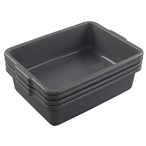 4 Packs 8 Liter Grey Commercial Bus Tub Box Tote Dishpan - color: Grey, size: 8 L