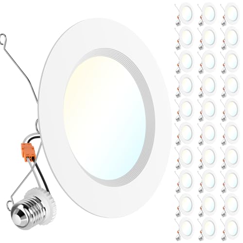 Sunco 30 Pack 6 Inch Retrofit LED Recessed Lights, 5CCT, 15W=120W Dimmable - size: 30 Pack