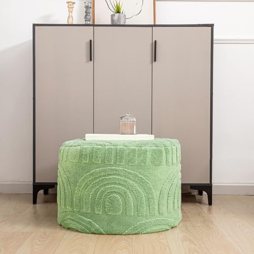 Asuprui Plush Pouf Ottoman Footrest,Foot Stools Ottoman,20"x14", Sage Green - color: Sage Green, size: 20"D x 20"W x 14"H
