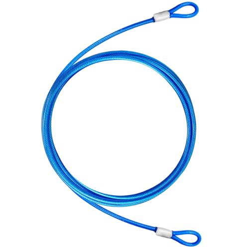 4.7mm(3/16") Steel Security Cable with Loops, Bike Lock Cable, 1Pack - color: Blue, size: 15FT-(1Pack)