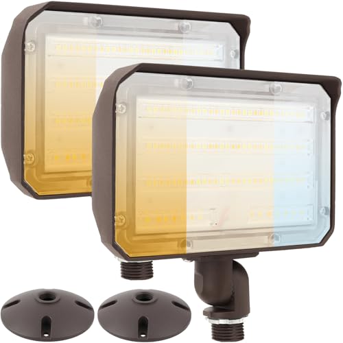 2Pack Dusk to Dawn Outdoor 30W LED Flood Light with Knuckle & Plate Mount, 3000K/4000K/5000K Color Selectable, ETL Commercial LED Security Lighting - size: 30W