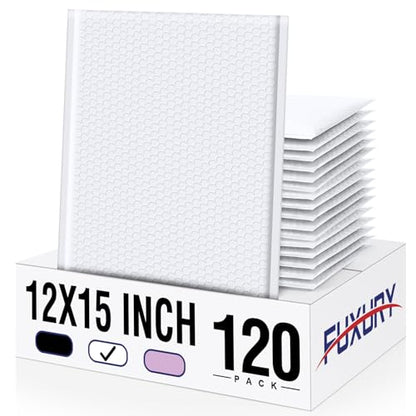 Fuxury Bubble Mailers 12x15" White Padded Envelopes 120 Pack Self-Seal - color: White, size: 12x15" 120PC