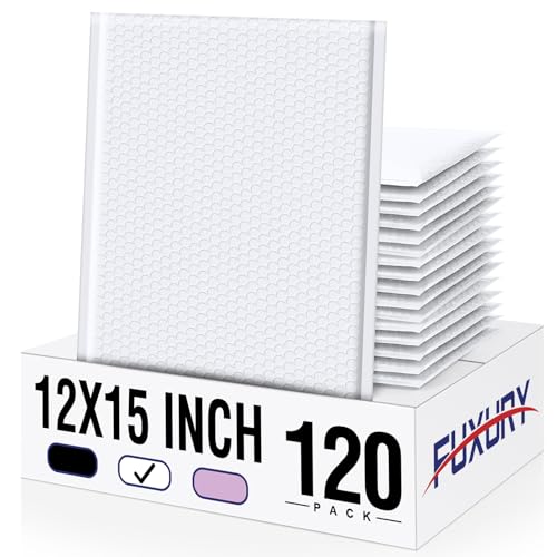 Fuxury Bubble Mailers 12x15" White Padded Envelopes 120 Pack Self-Seal - color: White, size: 12x15" 120PC