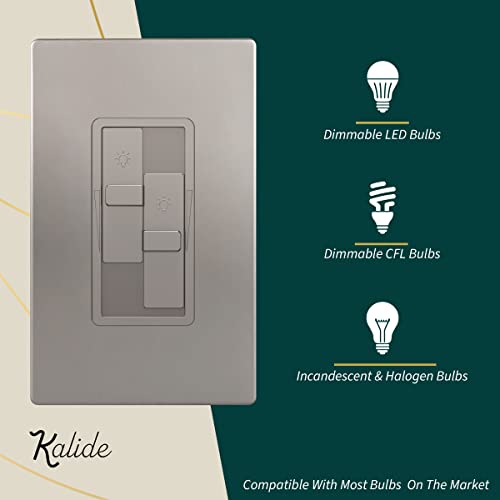 TOPGREENER Dual Load LED Dimmer Switch, Single Pole, Nickel, 1 Pack - color: Nickel, size: Dual Dimmer Switch