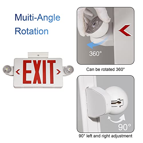 GZRUIYANG Exit Sign with Emergency Lights Red, LED Emergency Exit Light with Battery Backup, UL 924 Certified, AC 120/277V, Commercial Emergency Lights Combo for Business - 1 Pack - color: White Housing Red Letter, size: 1 Pack