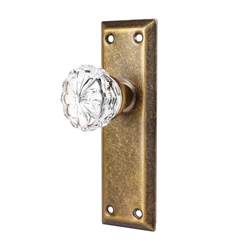 Single-Side Glass Dummy Door Knobs, Inactive Door Knobs for Closet, Antique Bifold Door Knobs Replacement, Crystal Dummy Door Handles, Vintage Brass, 2 Pack - color: Vintage Brass, size: Dummy(2 Pack)
