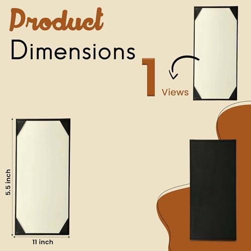 Prestine Menu Covers Made of Premium Faux Leather (10-Pack) - 5.5" x 11" - 1 View - Black - Restaurant Menu - Wine List - Bar Menu - size: 5.5”x11” - 1 View