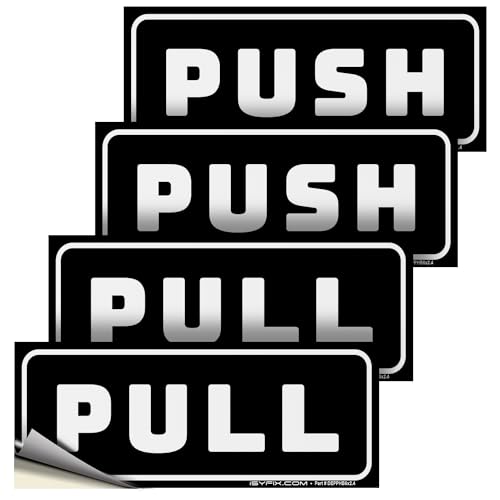 iSYFIX Push Pull Stickers Sign, 6x2.4 Inch, 2 Pack, Black/White - color: Black / White, size: Horizontal 2.4x6